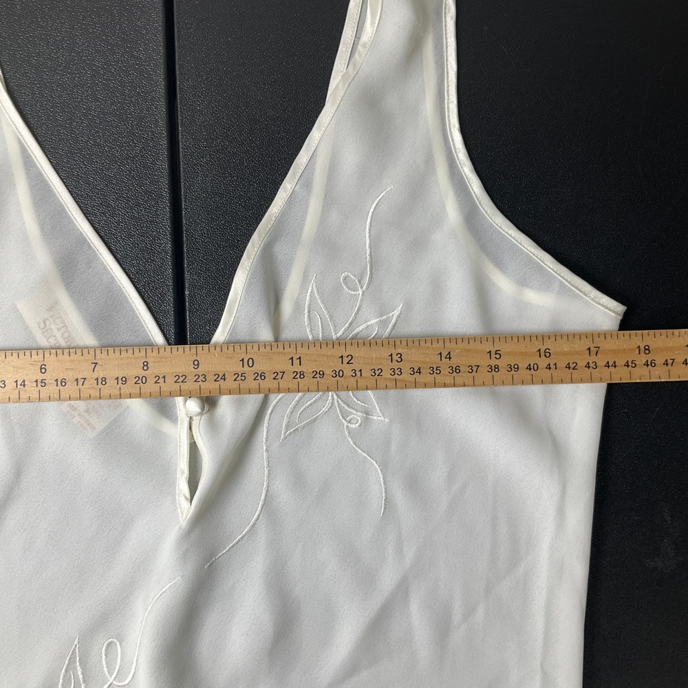 Victoria's Secret Nightgown Womens M Ivory Vintage Floral Sheer Maxi Timeless - Picture 8 of 12